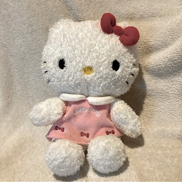 Hello Kitty Sanrio 2008 Plush purse Pink dress, red bow 8" - Picture 1 of 10
